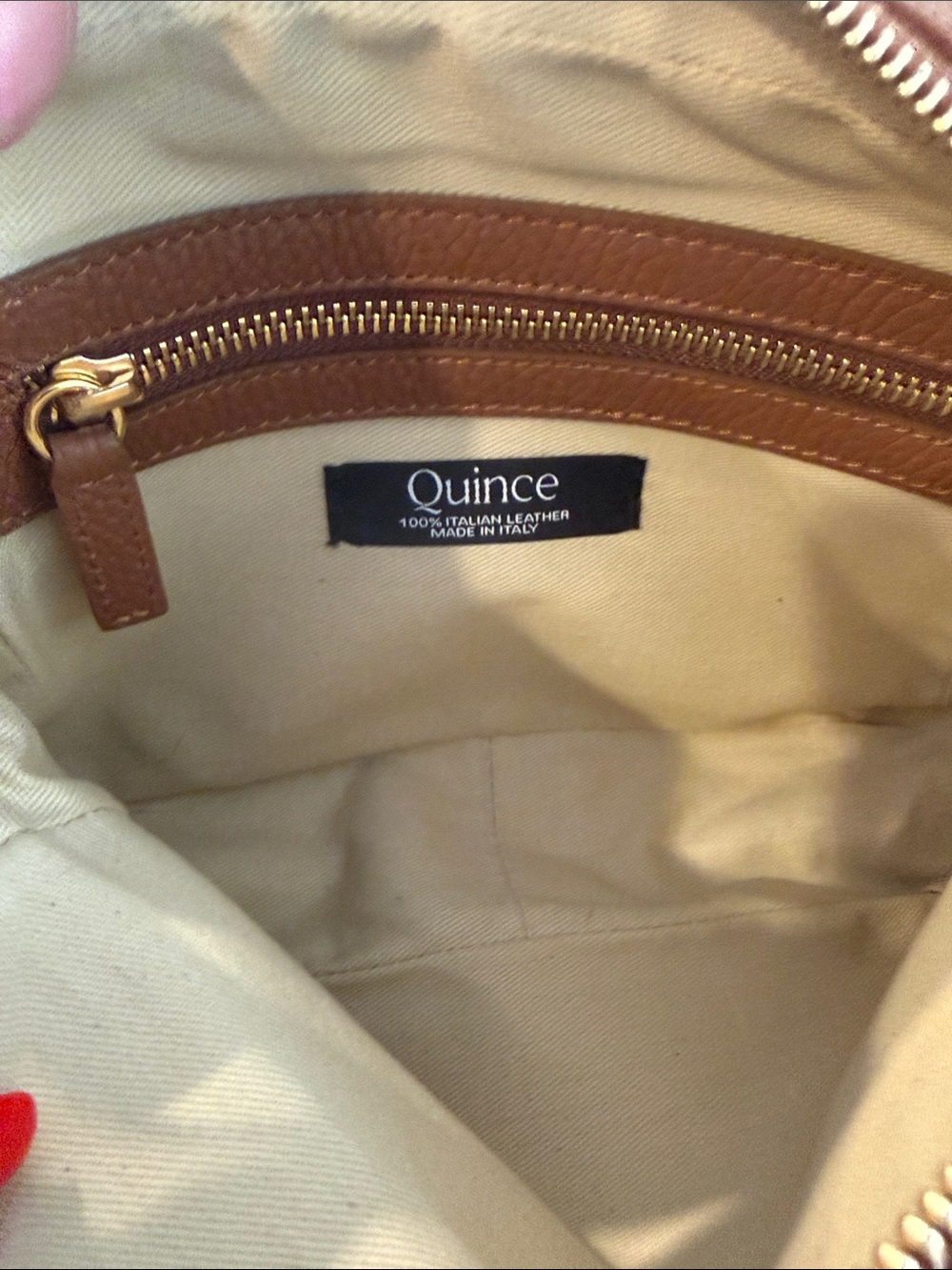Quince Tan Pebbled Leather Crossbody with Gold Hardware - Picture 5 of 7